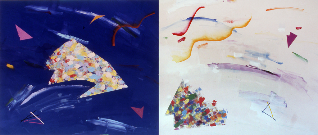 Motive (1981) (diptych, acrylic/canvas, 66" x 156"