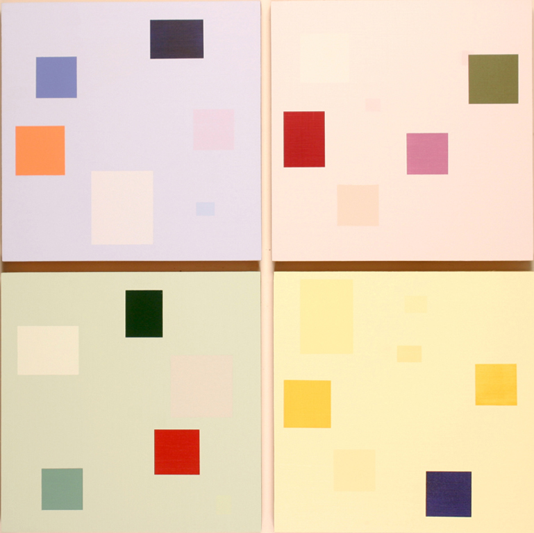 Modular Quartet (2004) (set of 4), acrylic/panel, 16" x 16" ea.