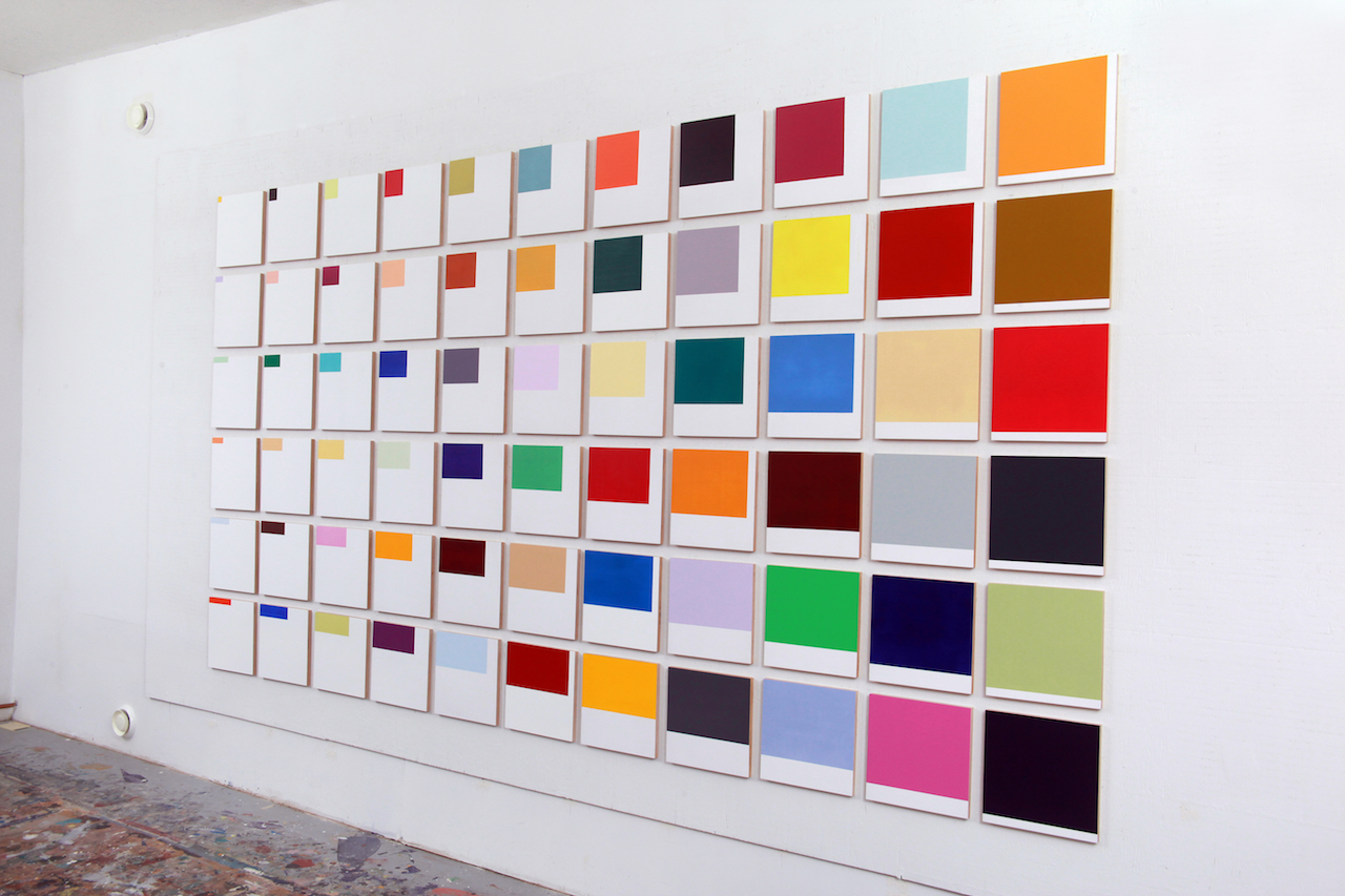 Increments, (2015), acrylic on 66 birch panels, 12