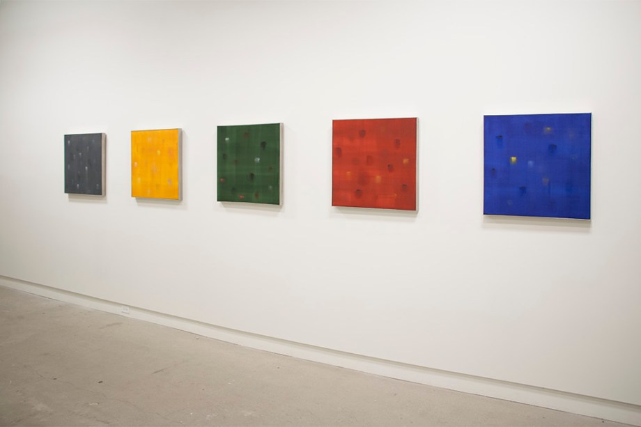 Incident (2014), set of five, acrylic on canvas, 24" x 24"